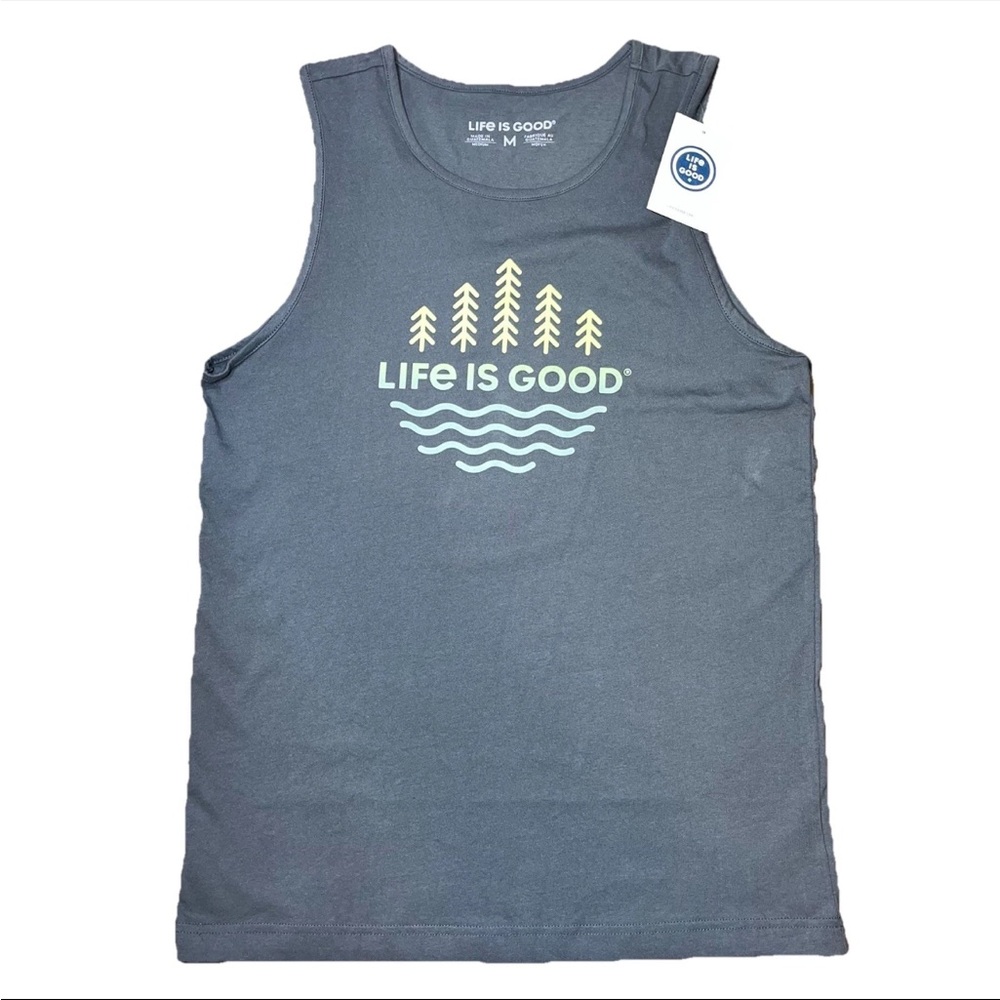 Life Is Good Blue Sun Sea Logo Tank Top Men’s Medium NWT